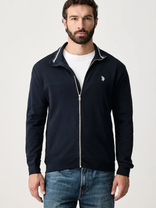 Zdjęcie produktu U.S. Polo Assn. bluza rozpinana męska z bawełną Luxe DHM Zip Through Funnel granatowy