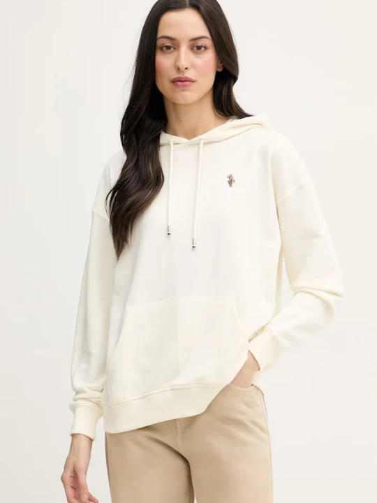 Zdjęcie produktu U.S. Polo Assn. bluza z kapturem damska z bawełną DHM Hoodie beżowy