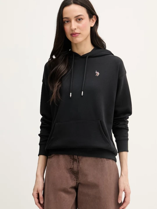 Zdjęcie produktu U.S. Polo Assn. bluza z kapturem damska z bawełną DHM Hoodie czarny