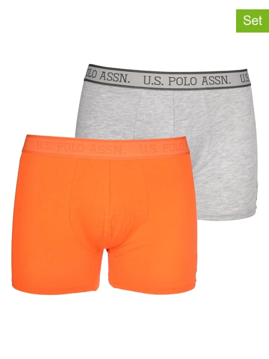 Zdjęcie produktu U.S. Polo Assn. Bokserki (2 pary) w kolorze szarym i pomarańczowym rozmiar: XL