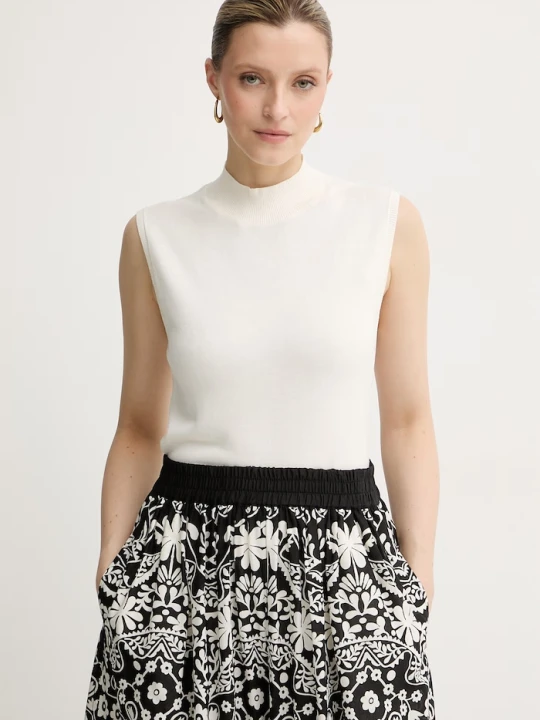 Zdjęcie produktu U.S. Polo Assn. kamizelka damska z wiskozy Mock Neck Sleeveless beżowy