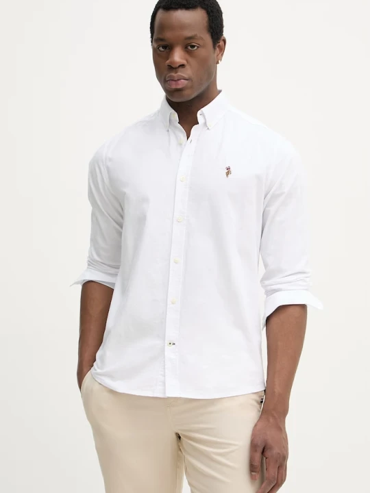 Zdjęcie produktu U.S. Polo Assn. koszula męska bawełniana PEACHED OXFORD LS biały