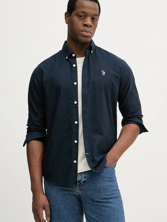 Zdjęcie produktu U.S. Polo Assn. koszula męska bawełniana PEACHED OXFORD LS granatowy