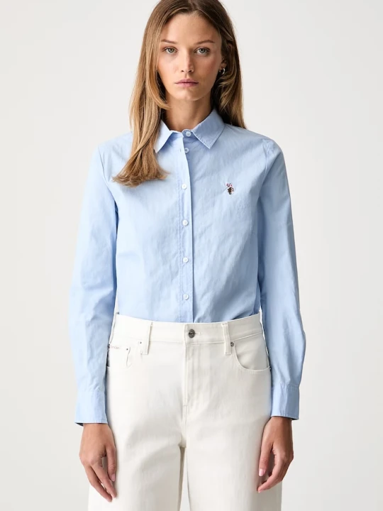Zdjęcie produktu U.S. Polo Assn. koszula damska bawełniana Classic Fit Poplin niebieski