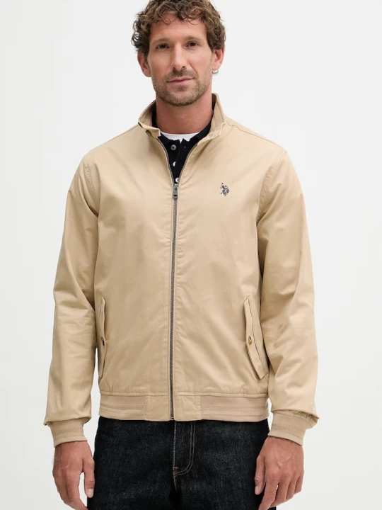 Zdjęcie produktu U.S. Polo Assn. kurtka przejściowa męska bawełniana Harrington beżowy