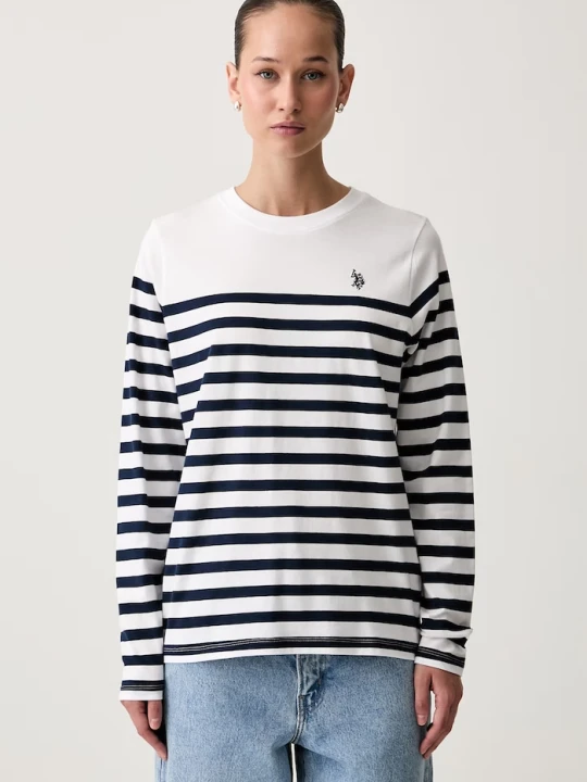 Zdjęcie produktu U.S. Polo Assn. longsleeve damski bawełniany Stripe LS biały