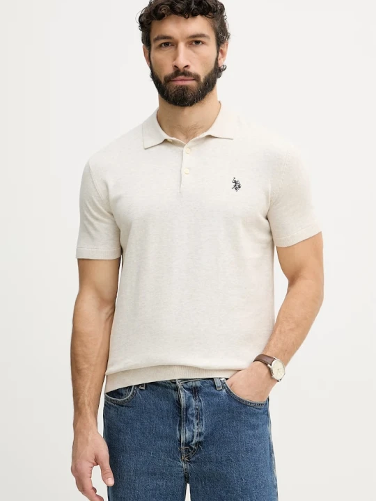 Zdjęcie produktu U.S. Polo Assn. polo męskie bawełniane COMBED SS beżowy
