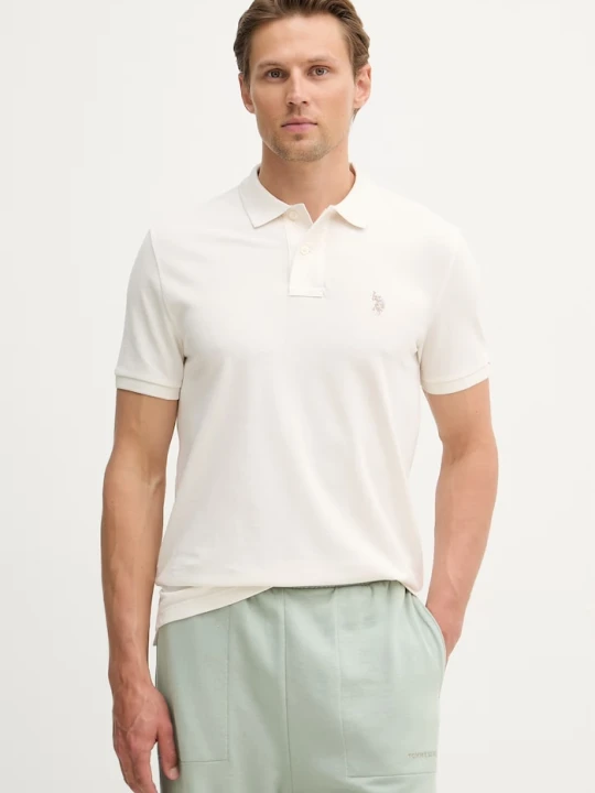 Zdjęcie produktu U.S. Polo Assn. polo męskie bawełniane DHM PIQUE beżowy