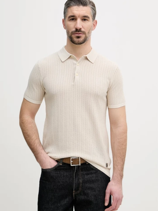 Zdjęcie produktu U.S. Polo Assn. polo męskie z bawełną TIPPED OPEN KNIT SS beżowy