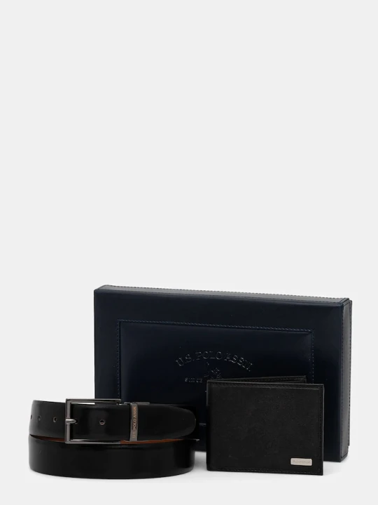Zdjęcie produktu U.S. Polo Assn. portfel i pasek skórzany Lawrence brązowy