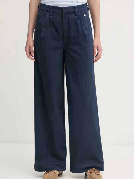 Zdjęcie produktu U.S. Polo Assn. spodnie damskie z bawełną FULL LENGTH WIDE LEG granatowy