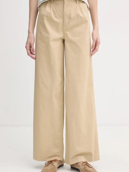 Zdjęcie produktu U.S. Polo Assn. spodnie damskie z bawełną FULL LENGTH WIDE LEG beżowy