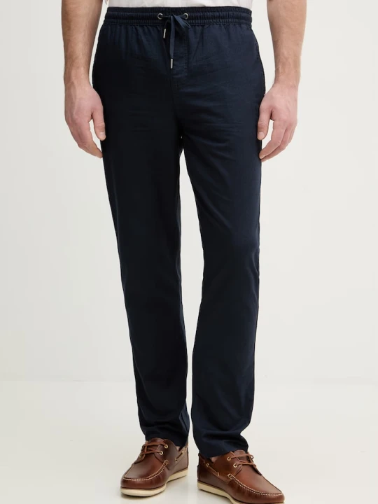 Zdjęcie produktu U.S. Polo Assn. spodnie z dodatkiem lnu LINEN BLEND DRAWSTRING granatowy