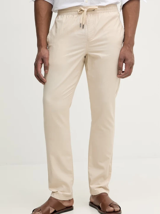 Zdjęcie produktu U.S. Polo Assn. spodnie z dodatkiem lnu LINEN BLEND DRAWSTRING beżowy