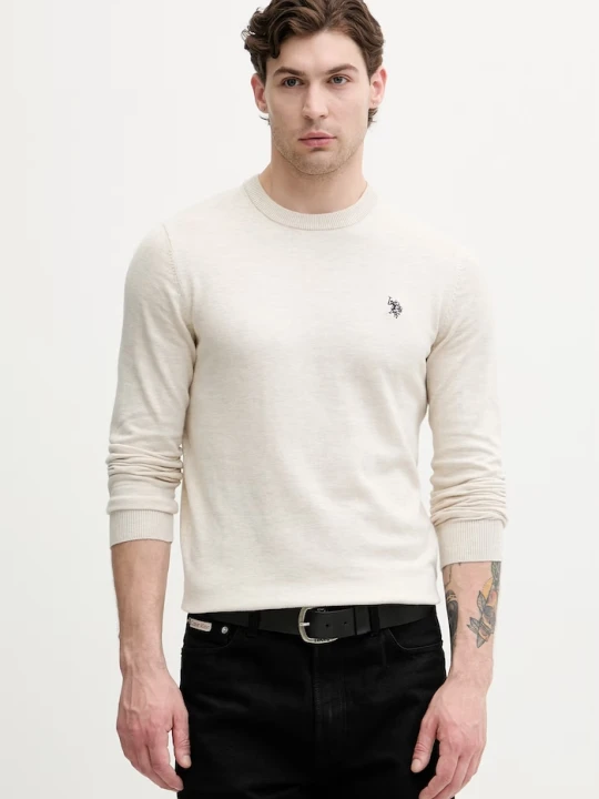 Zdjęcie produktu U.S. Polo Assn. sweter męski z bawełną Lightweight beżowy