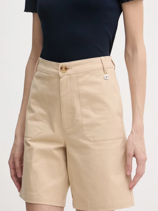 Zdjęcie produktu U.S. Polo Assn. szorty damskie bawełniane z elastanem CHINO beżowy