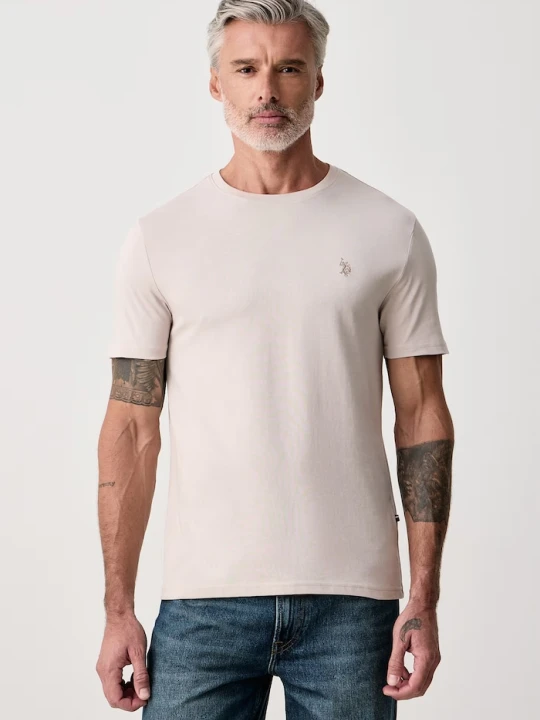 Zdjęcie produktu U.S. Polo Assn. T-shirt męski bawełniany DHM beżowy