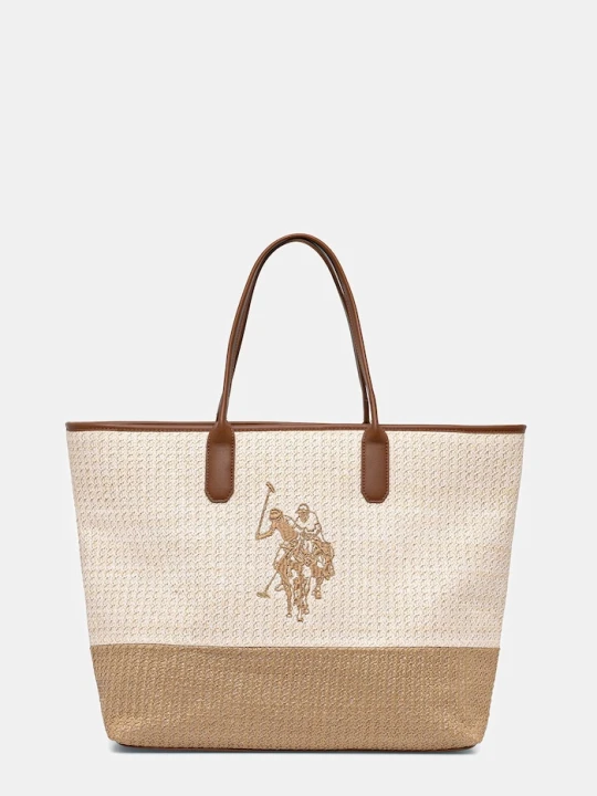 Zdjęcie produktu U.S. Polo Assn. torebka shopper damska pleciona beżowy