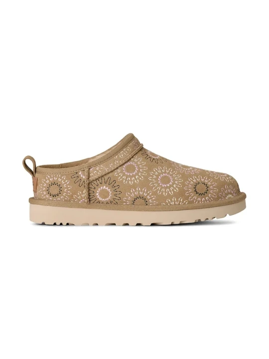 Zdjęcie produktu UGG kapcie zamszowe W Classic Micro Sun Stitch beżowy