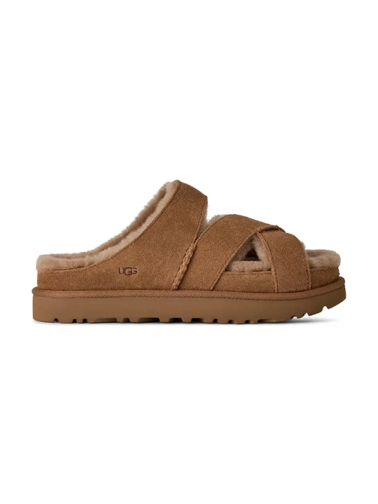Zdjęcie produktu UGG klapki zamszowe W Greenport Cross Strap Slide brązowy