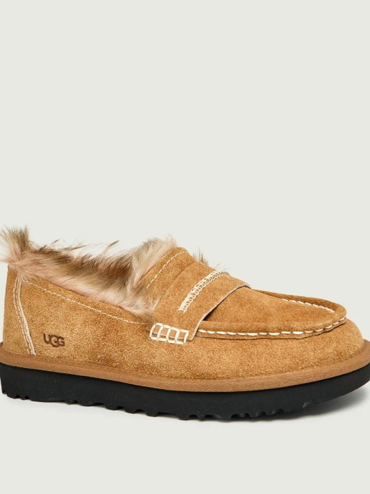 Zdjęcie produktu UGG Ocieplane loafersy ELLIS | shearling | zamsz | z dodatkiem wełny beżowy