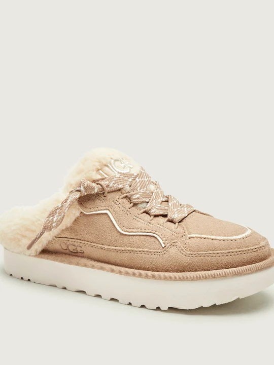 Zdjęcie produktu UGG Ocieplane Mule Lowmel | shearling | zamsz | z dodatkiem wełny beżowy