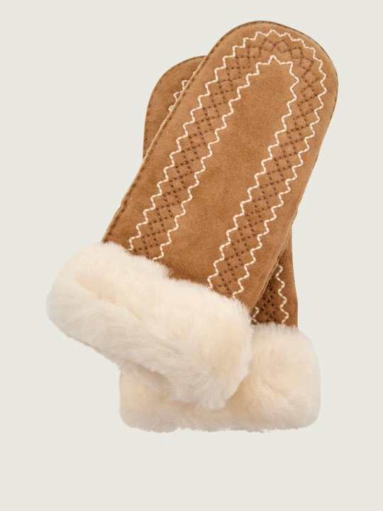 Zdjęcie produktu UGG Rękawiczki ATHERSON | z dodatkiem wełny | shearling | zamsz brązowy