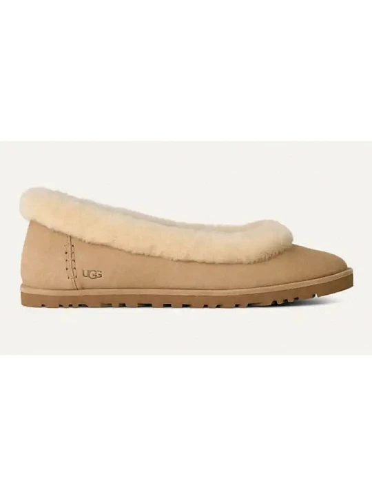 Zdjęcie produktu UGG Skórzane baleriny "Zora" w kolorze beżowym rozmiar: 41