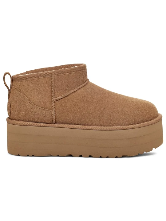 Zdjęcie produktu UGG Botki "Ultra Mini" w kolorze jasnobrązowym ze skóry jagnięcej rozmiar: 36