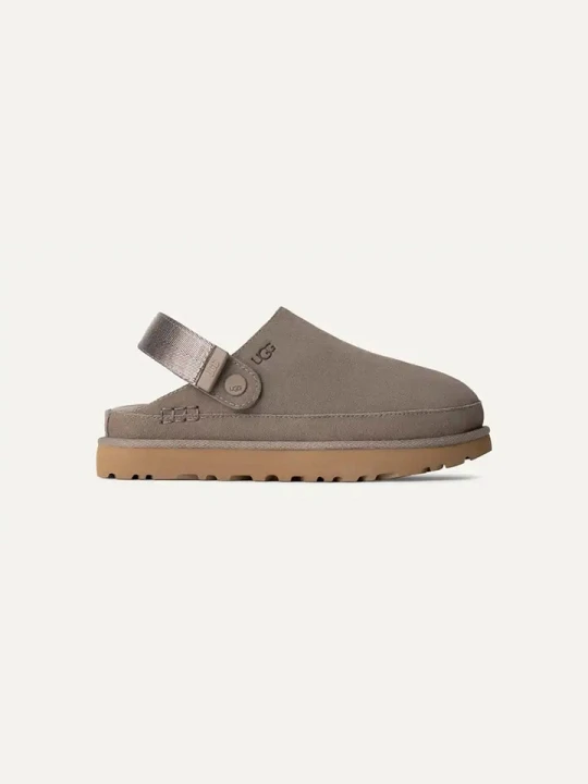Zdjęcie produktu UGG Skórzane kapcie "Goldenstar" w kolorze szarobrązowym rozmiar: 36