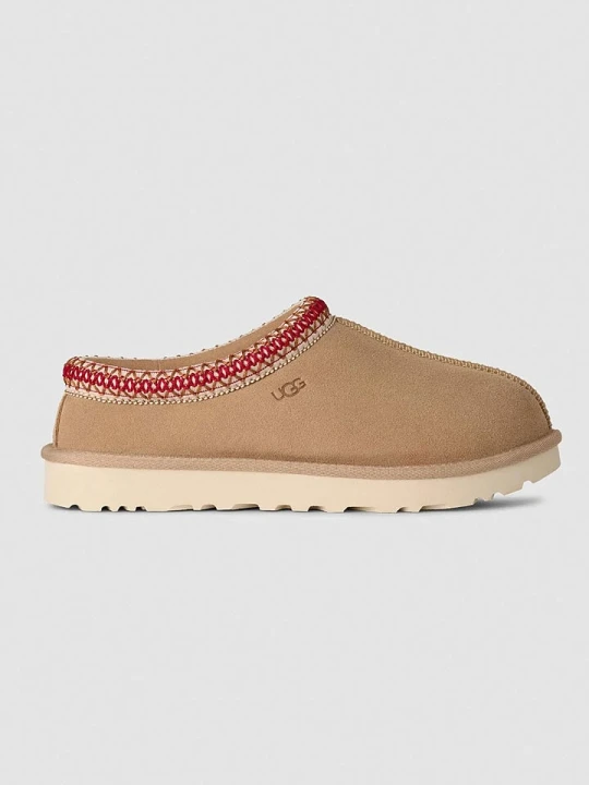 Zdjęcie produktu UGG Skórzane kapcie "Tasman II" w kolorze beżowo-czerwonym rozmiar: 41