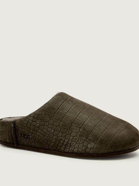 Zdjęcie produktu UGG Skórzane mule ELEA EMBOSSED | z dodatkiem wełny szary