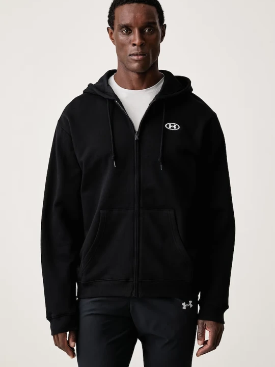 Zdjęcie produktu Under Armour bluza rozpinana z kapturem męska z bawełną Rival czarny