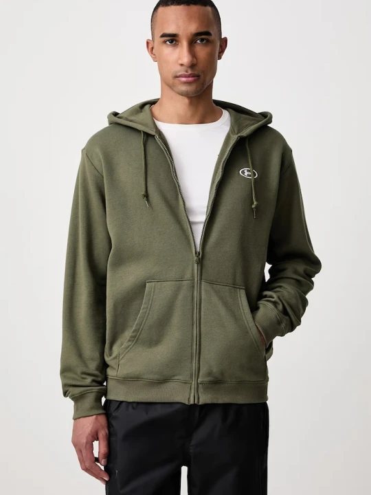 Zdjęcie produktu Under Armour bluza rozpinana z kapturem męska z bawełną Rival zielony