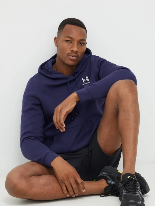 Zdjęcie produktu Under Armour bluza z kapturem męska z bawełną Essential Fleece granatowy
