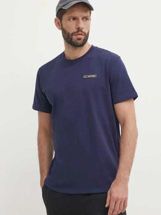 Zdjęcie produktu Under Armour T-shirt basic męski z bawełną HW ARMOUR LABEL granatowy