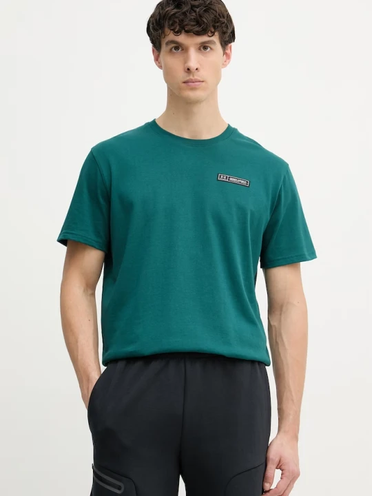Zdjęcie produktu Under Armour T-shirt basic męski z bawełną HW ARMOUR LABEL zielony