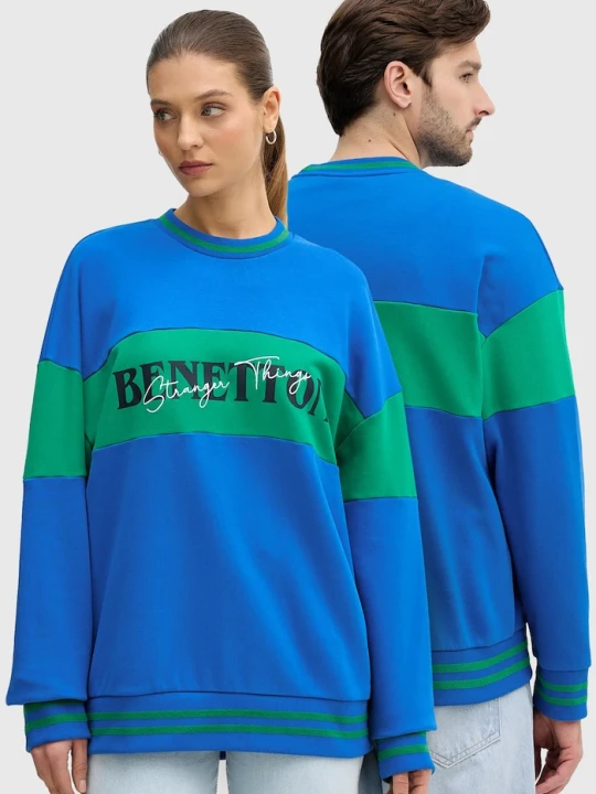 Zdjęcie produktu United Colors of Benetton bluza bawełniana x Stranger Things niebieski