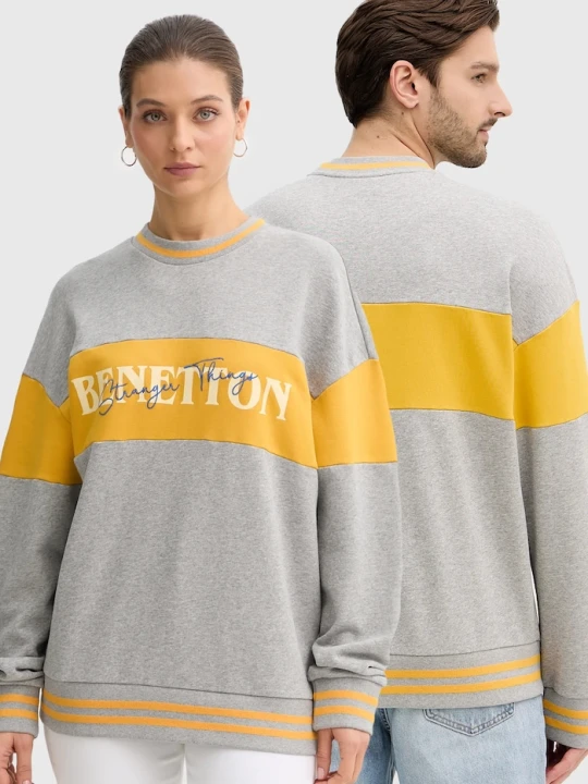 Zdjęcie produktu United Colors of Benetton bluza bawełniana x Stranger Things szary
