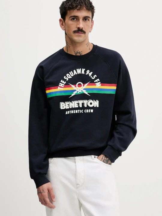 Zdjęcie produktu United Colors of Benetton bluza bawełniana x Stranger Things granatowy