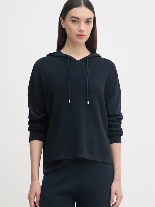 Zdjęcie produktu United Colors of Benetton bluza z kapturem damska z wiskozą granatowy
