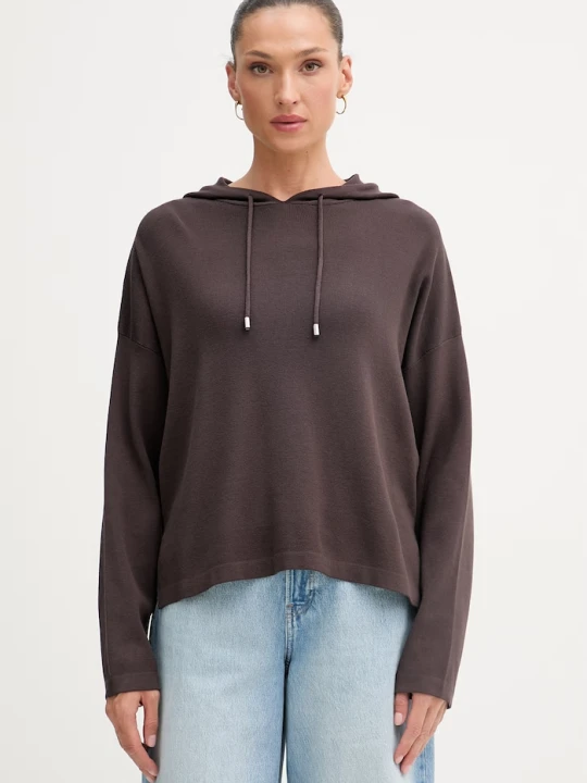 Zdjęcie produktu United Colors of Benetton bluza z kapturem damska z wiskozą brązowy