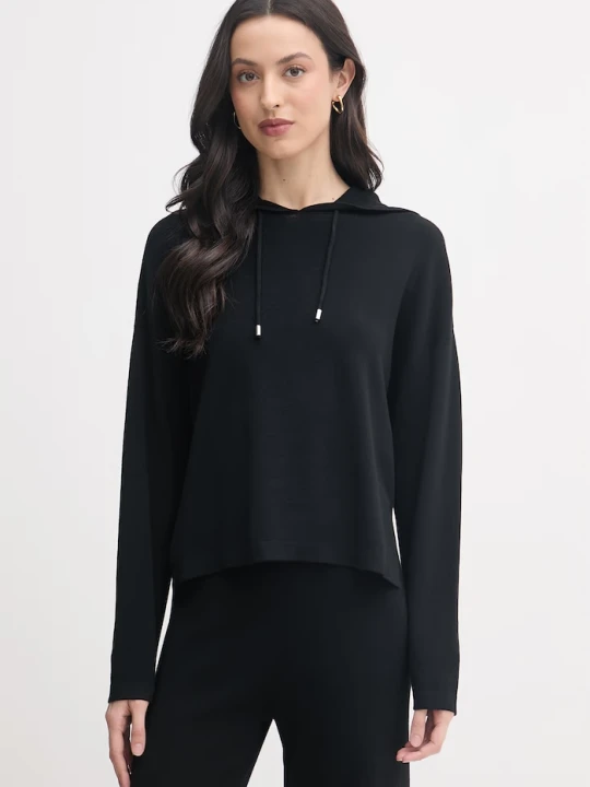 Zdjęcie produktu United Colors of Benetton bluza z kapturem damska z wiskozą czarny