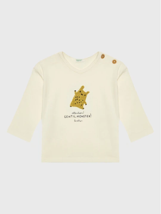 Zdjęcie produktu United Colors Of Benetton Bluzka 3ATNA101R Beżowy Regular Fit