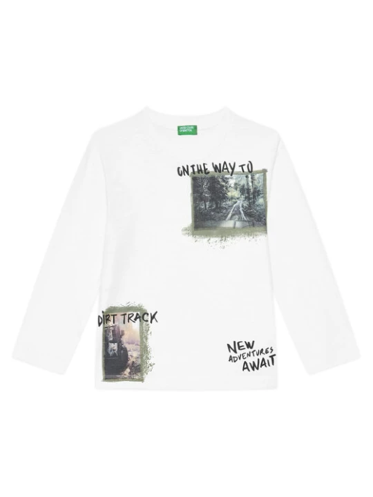 Zdjęcie produktu United Colors Of Benetton Bluzka 3TAMC10PV Biały Regular Fit