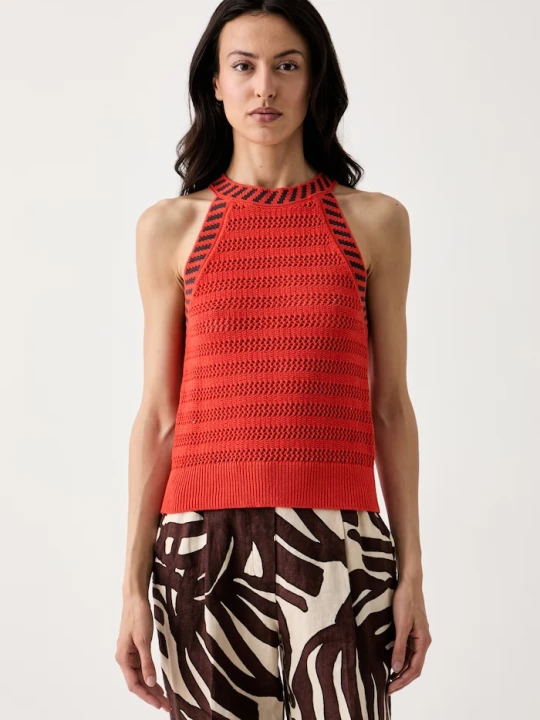 Zdjęcie produktu United Colors of Benetton bluzka halter damska ażurowa czerwony
