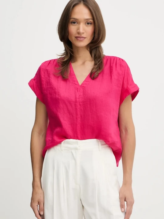 Zdjęcie produktu United Colors of Benetton bluzka lniana różowy