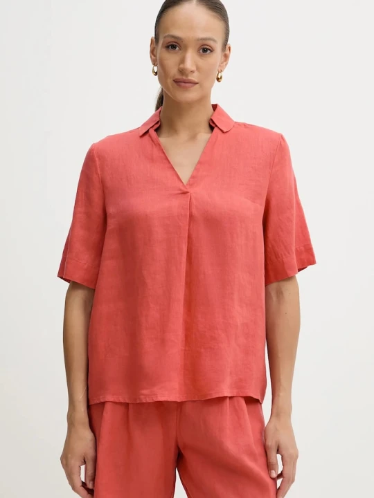 Zdjęcie produktu United Colors of Benetton bluzka lniana czerwony