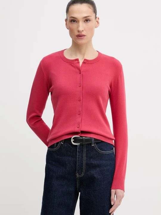 Zdjęcie produktu United Colors of Benetton kardigan damski bawełniany czerwony