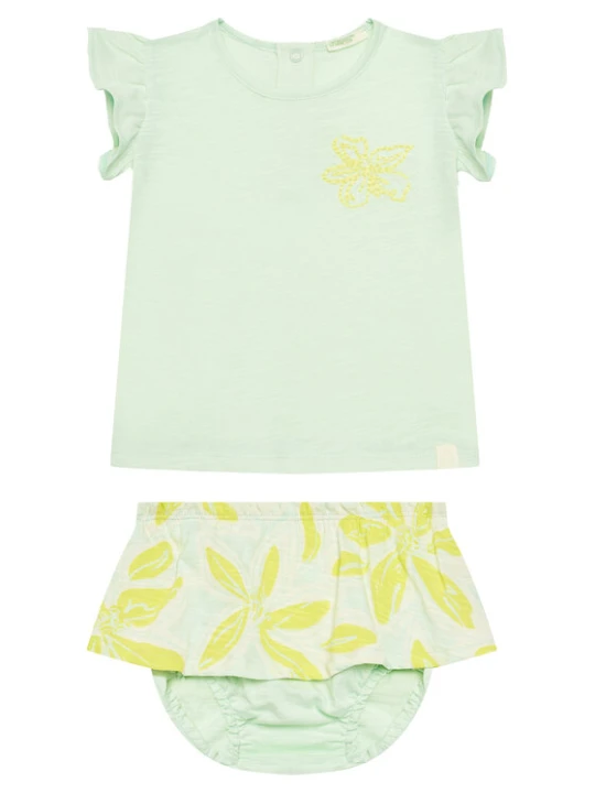 Zdjęcie produktu United Colors Of Benetton Komplet t-shirt i spodenki 3O7SAK015 Zielony Regular Fit